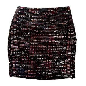 Ann Taylor Loft 00P Petites Skirt Pencil Tweed Black Lined Multicolored